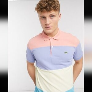 LACOSTE MENS COLOR BLOCK ICE COTTON POLO GOLF SHIRT SIZE MEDIUM 5